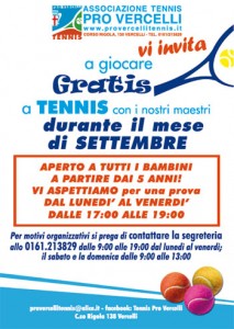 Settembre tennis gratis